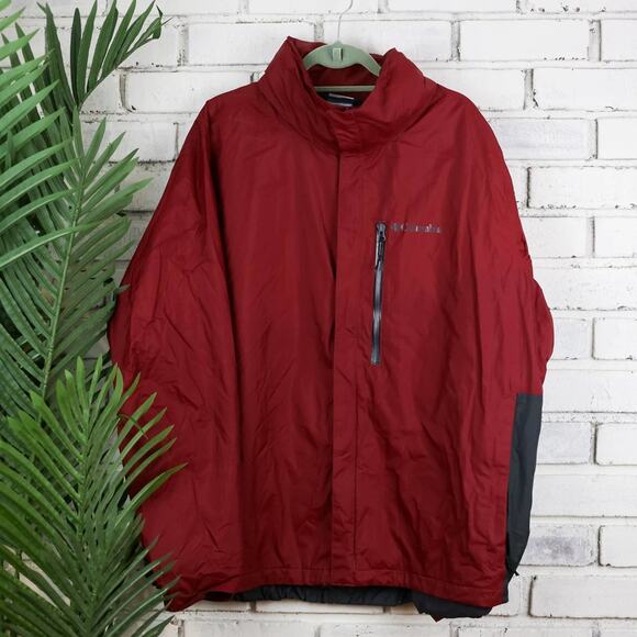 Columbia Red Black Hikebound Waterproof Rain Jacket Size XXL Men's - Picture 1 of 3